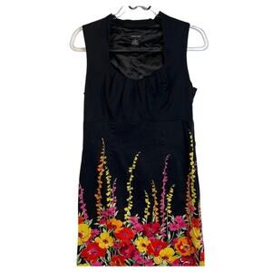Spense Women's Black Floral Sheath Dress Size 8 - Sleeveless Work Travel Preppy